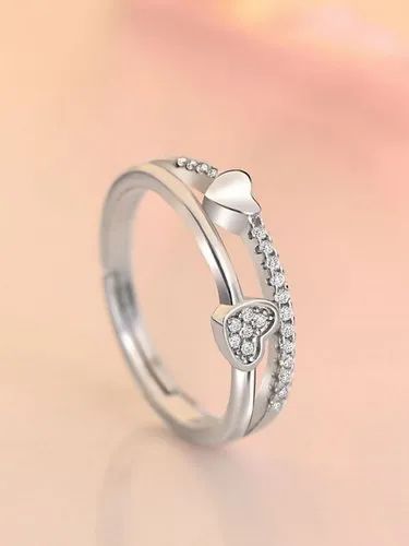 Dual Layered Silver Heart Ring | 925 Sterling Silver