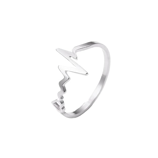 Heartbeat Rings Stainless Steel | Open Finger Ring Minimalist Trendy Party Jewelry