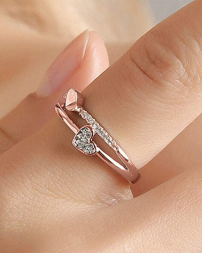 Dual Layered Silver Heart Ring | 925 Sterling Silver