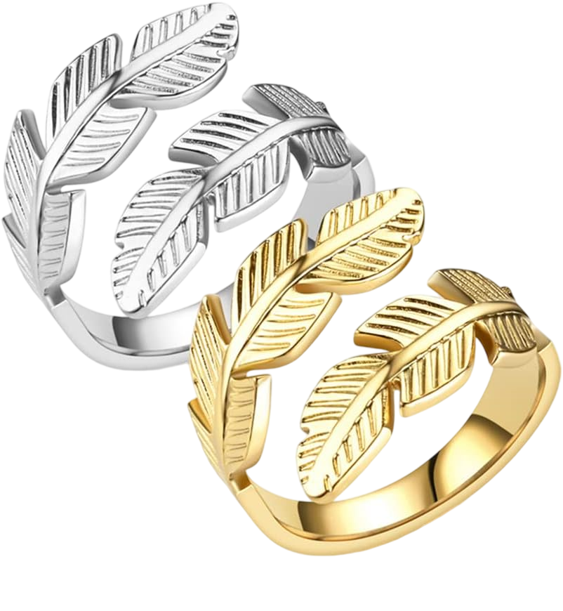 Sira 18KT Gold-Plated Stainless Steel Leaf Motif Ring