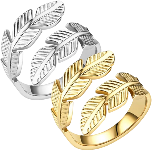 Sira 18KT Gold-Plated Stainless Steel Leaf Motif Ring