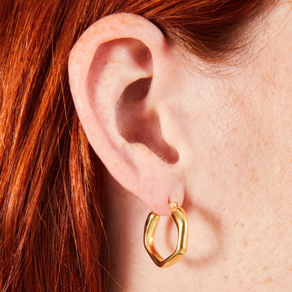 18K Gold Plated Small hollow Hoop Earrings