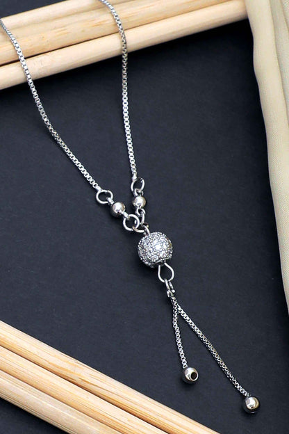 Silver Allure Ball Drop Necklace 925 Sterling Silver