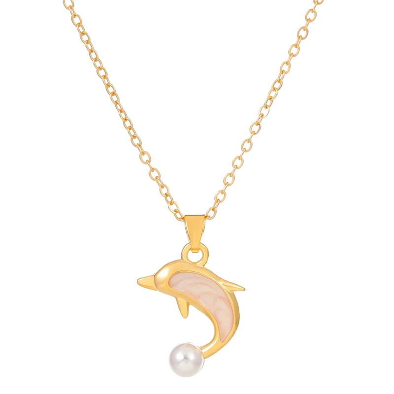 Dolphin Pendant Necklace Light Luxury Inlaid | Gold Plated