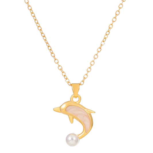 Dolphin Pendant Necklace Light Luxury Inlaid | Gold Plated