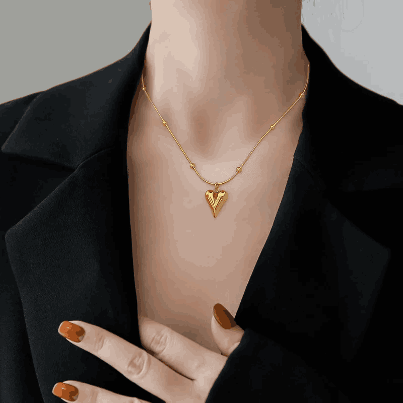 3D Heart Carryallco 18K Gold Plated | Heart Pendant Chain