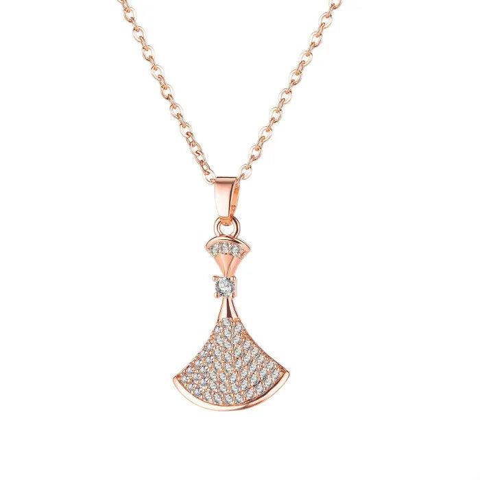 Mori Style Rose-Plated Gold Necklace Diamond-Embedded Clavicle Chain