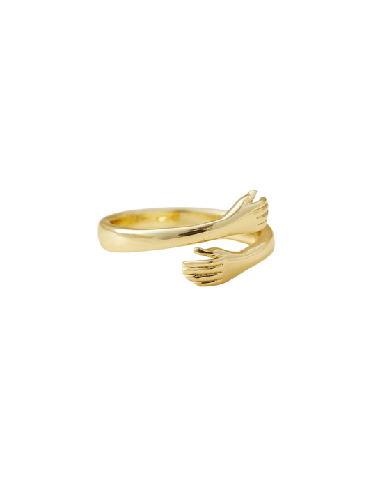 Unique Love Hugging Hands Ring Gold and Sliver