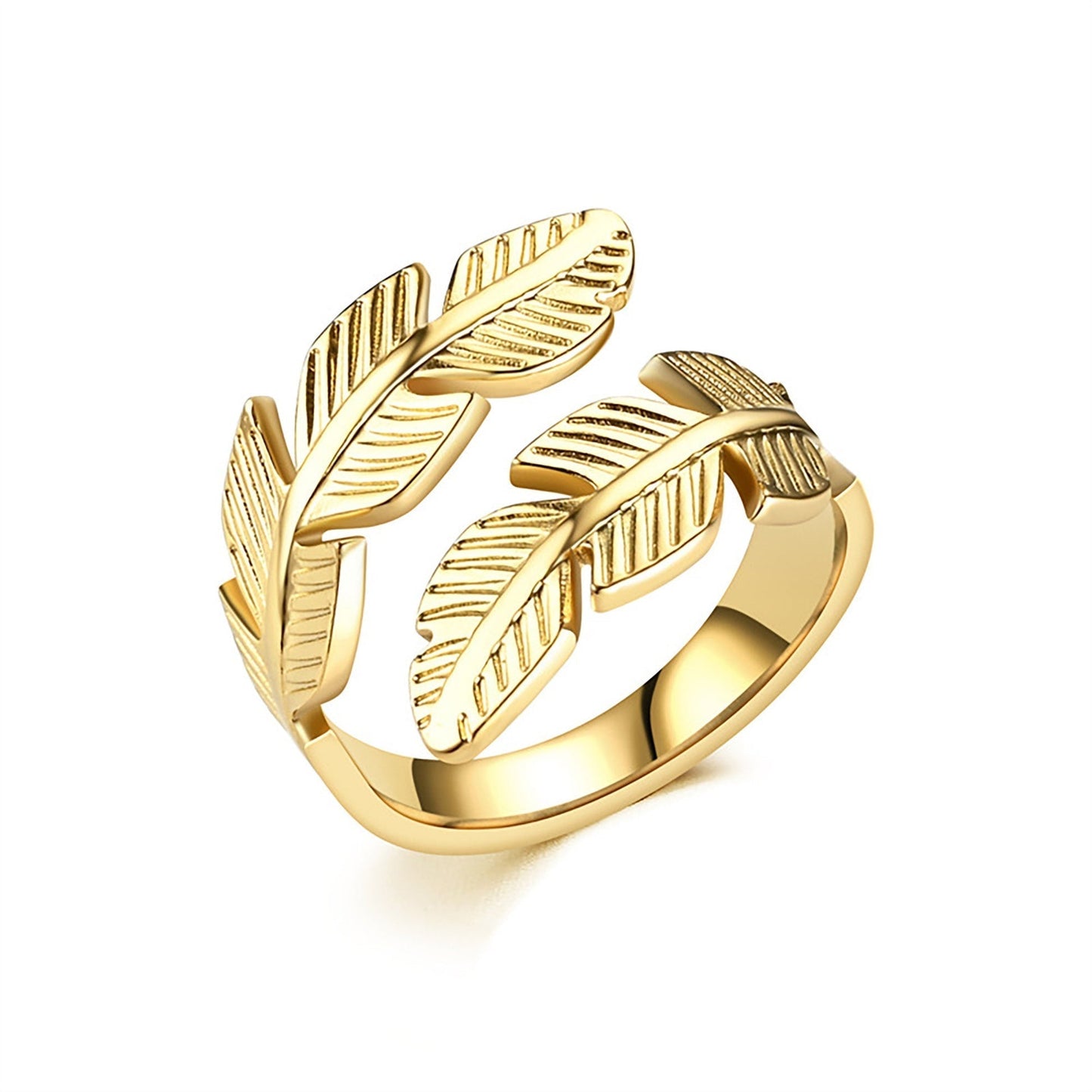 Sira 18KT Gold-Plated Stainless Steel Leaf Motif Ring