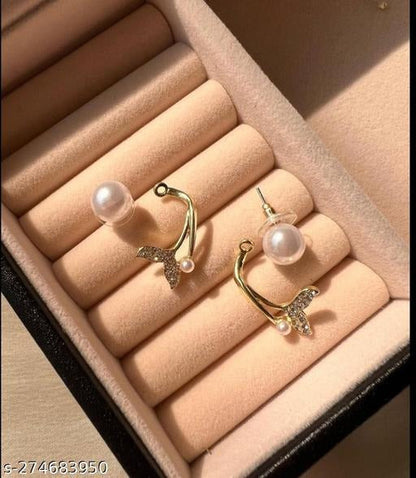 PolluxCraft Earrings for Women & Girls | Gold Plated Pearl