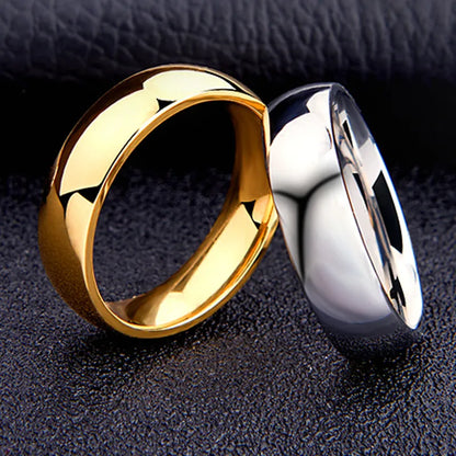 Simple stainless steel smooth Gold band Rings