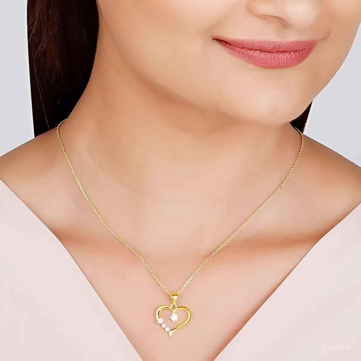 Solitaire Heart Pendant with Link Chain | 18k gold plated